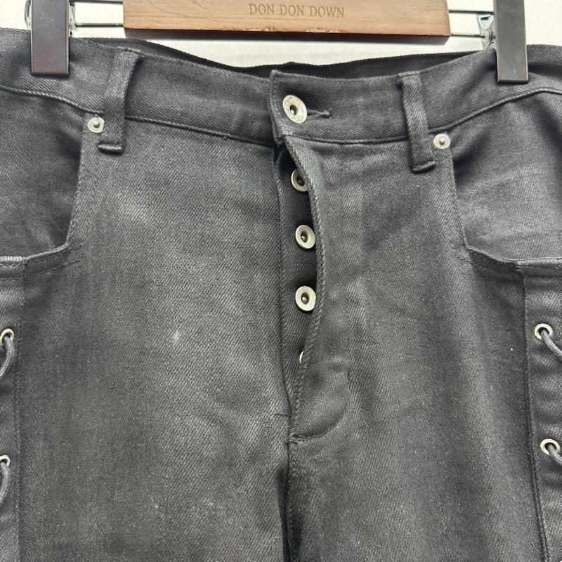 古着 USED パンツ デニム、ジーンズ NO MASS PROD LACED UP WAX DENIM レースアップ ワックス フレア デニム パンツ XL 黒 / ブラック / black メンズ USED 古着 中古 50168031