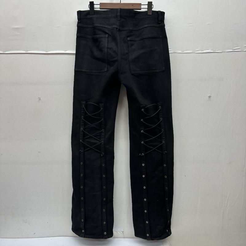 古着 USED パンツ デニム、ジーンズ NO MASS PROD LACED UP WAX DENIM レースアップ ワックス フレア デニム パンツ XL 黒 / ブラック / black メンズ USED 古着 中古 50168031
