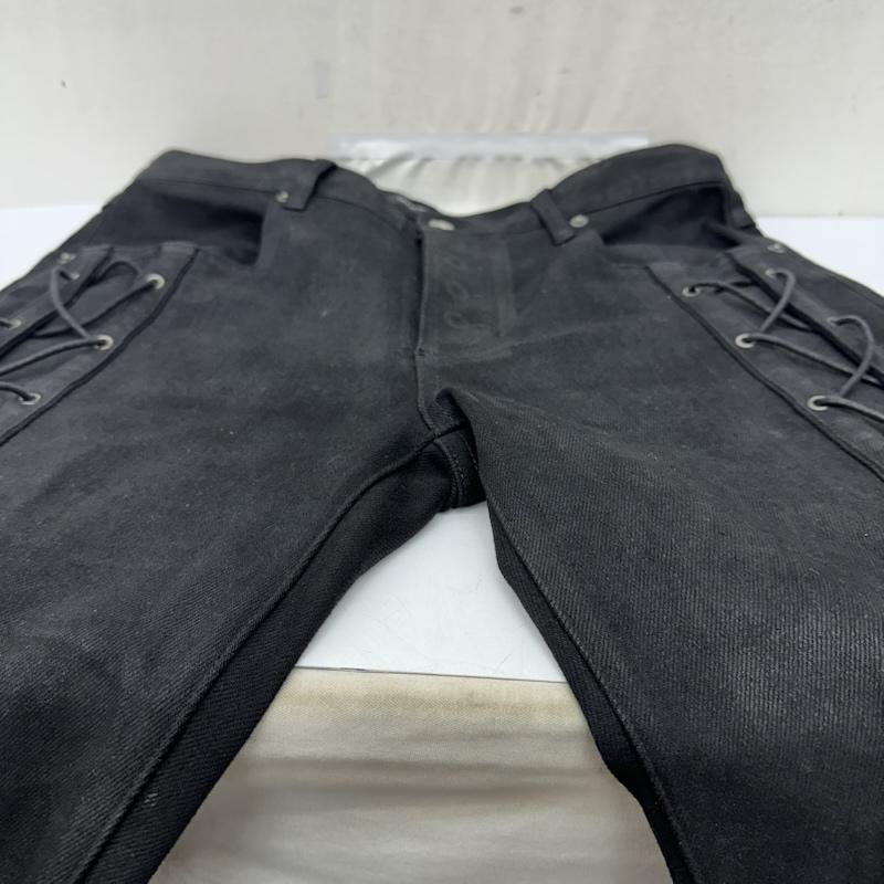 古着 USED パンツ デニム、ジーンズ NO MASS PROD LACED UP WAX DENIM レースアップ ワックス フレア デニム パンツ XL 黒 / ブラック / black メンズ USED 古着 中古 50168031