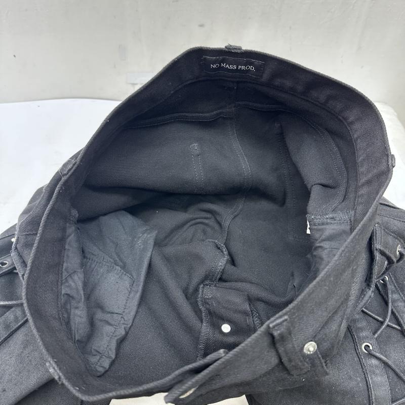 古着 USED パンツ デニム、ジーンズ NO MASS PROD LACED UP WAX DENIM レースアップ ワックス フレア デニム パンツ XL 黒 / ブラック / black メンズ USED 古着 中古 50168031