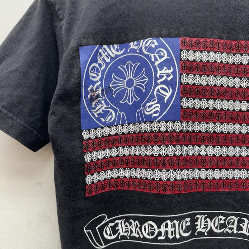 クロムハーツ CHROME HEARTS Tシャツ 半袖 AMERICAN FLAG TEE 星条旗 ロゴ プリント Tシャツ 2212-304-0664 S 黒 / ブラック / black メンズ USED 古着 中古 50168032