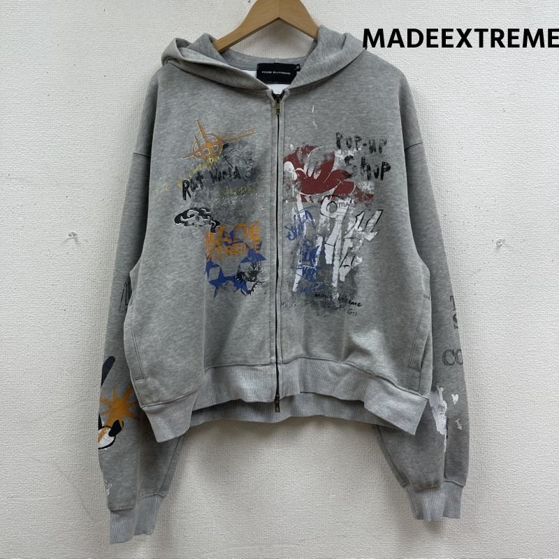 古着 USED パーカー 長袖 MADEEXTREME グラフィック プリント フルジップ パーカー M 灰 / グレー / gray メンズ USED 古着 中古 50168037