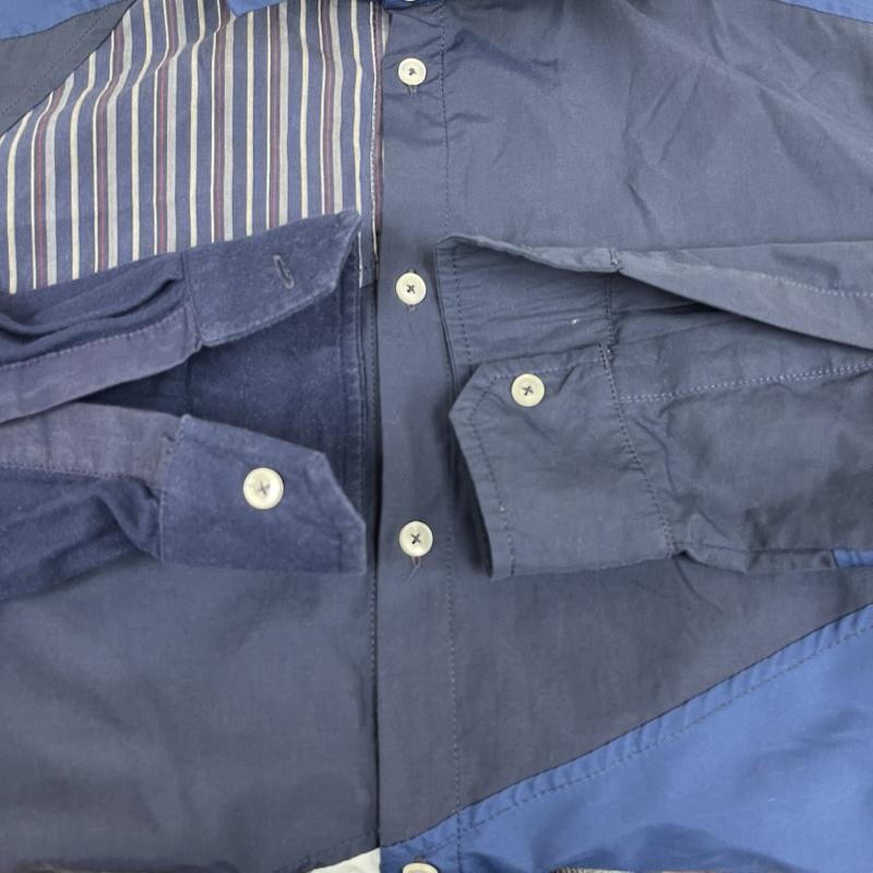 古着 USED シャツ、ブラウス 長袖 hluwalia Studio パッチワーク カジュアル シャツ Calypso Shirt M 紺 / ネイビー / navy メンズ USED 古着 中古 50168039