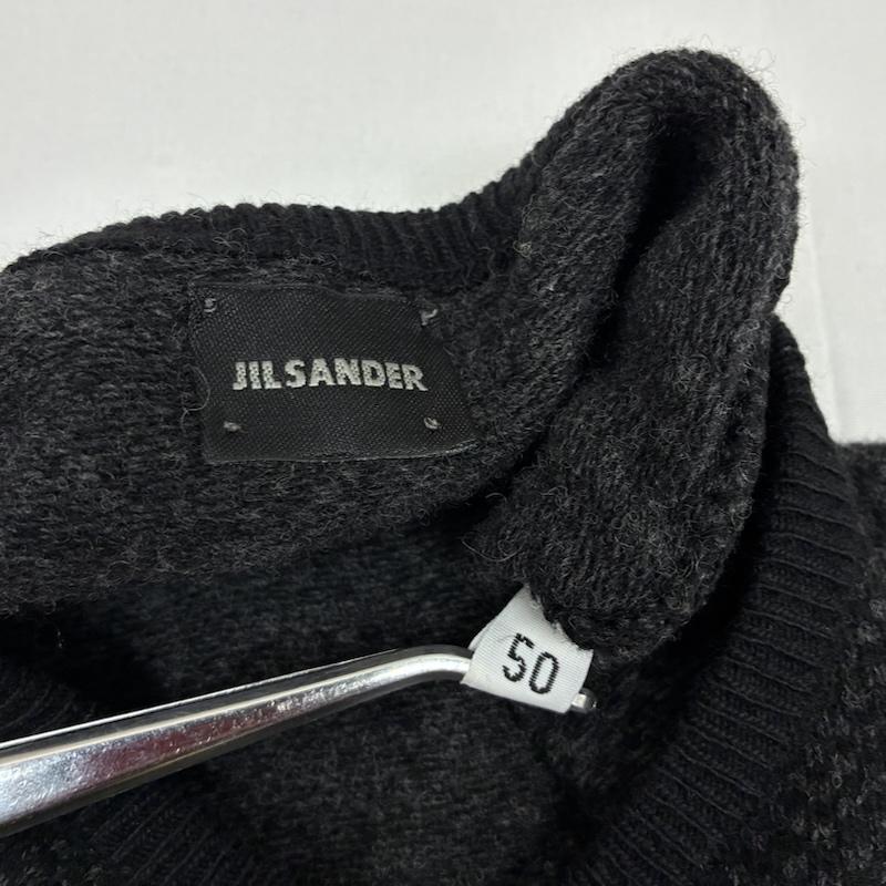 ジルサンダー JIL SANDER ニット、セーター 長袖 00s ARCHIVE ジーロン スーパーファイン ラムズウール リブ バック 切替 ニット セーター イタリア製 50 メンズ USED 古着 中古 50168047