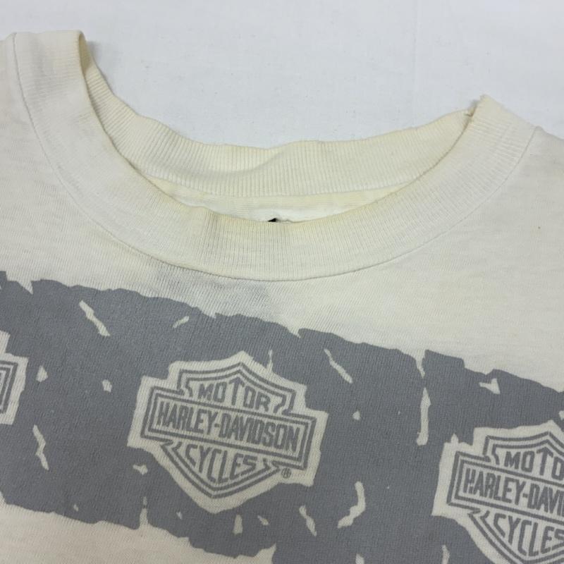 ハーレーダビッドソン Harley-Davidson Tシャツ 半袖 90s Hanes BEEFY 90周年 シールド ボーダー Tシャツ USA製 シングルステッチ ヴィンテージ M メンズ USED 古着 中古 50168054