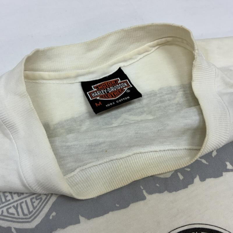 ハーレーダビッドソン Harley-Davidson Tシャツ 半袖 90s Hanes BEEFY 90周年 シールド ボーダー Tシャツ USA製 シングルステッチ ヴィンテージ M メンズ USED 古着 中古 50168054