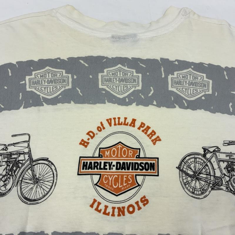ハーレーダビッドソン Harley-Davidson Tシャツ 半袖 90s Hanes BEEFY 90周年 シールド ボーダー Tシャツ USA製 シングルステッチ ヴィンテージ M メンズ USED 古着 中古 50168054