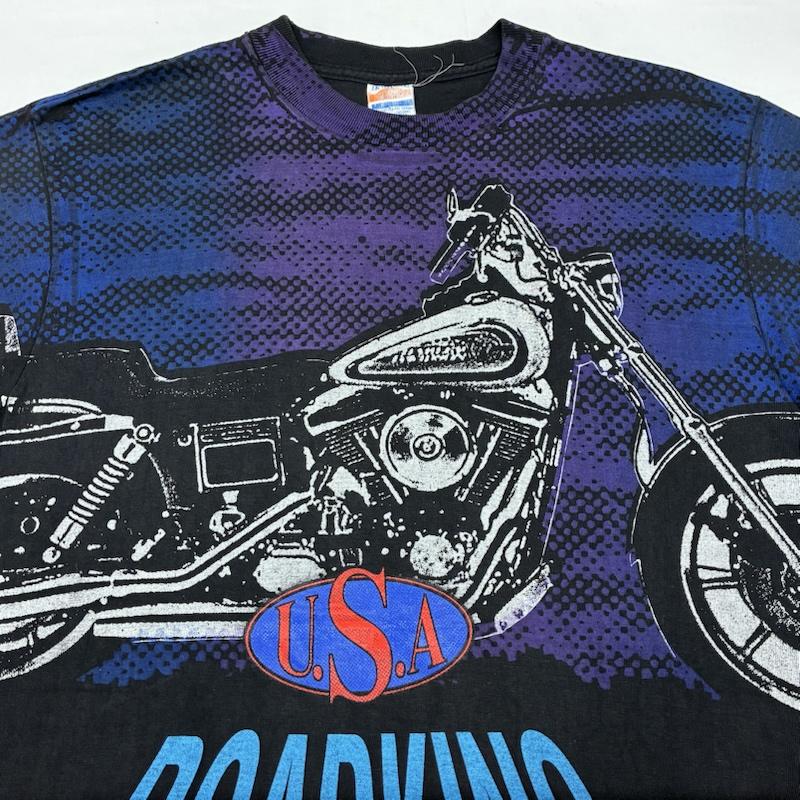 ヴィンテージ VINTAGE Tシャツ 半袖 Horizon 90s ROADKING USA バイク グラフィック プリント Tシャツ ヴィンテージ L メンズ USED 古着 中古 50168057