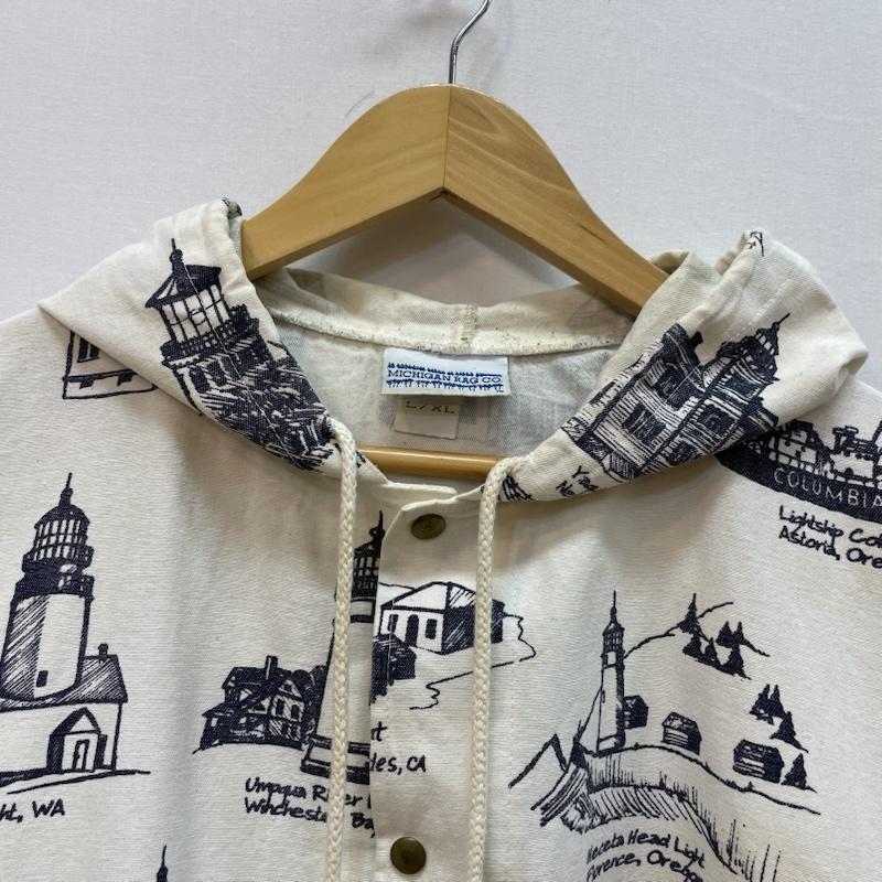 ヴィンテージ VINTAGE ジャケット、上着 ジャケット、ブレザー MICHIGAN RAG Co. ミシガンラグ 90s ヴィンテージ コットン ジャケット 灯台柄 プリント XL 白 / ホワイト / white X 紺 / ネイビー / navy メンズ USED 古着 中古 50168089