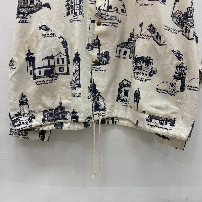 ヴィンテージ VINTAGE ジャケット、上着 ジャケット、ブレザー MICHIGAN RAG Co. ミシガンラグ 90s ヴィンテージ コットン ジャケット 灯台柄 プリント XL 白 / ホワイト / white X 紺 / ネイビー / navy メンズ USED 古着 中古 50168089