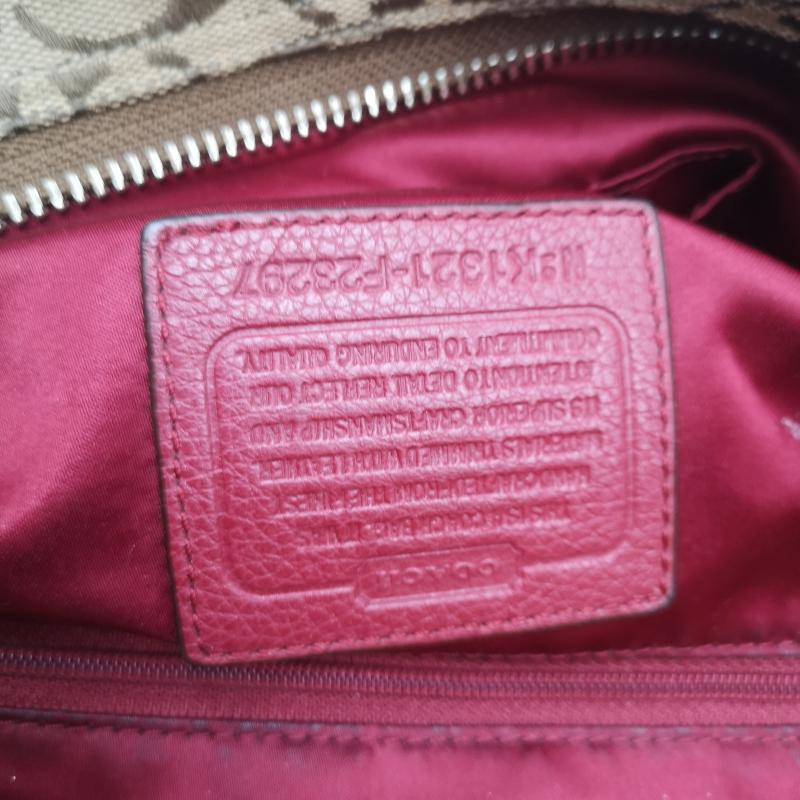 コーチ COACH トートバッグ トートバッグ F23297 パーク シグネチャー キャリーオール トート バッグ - ベージュ / ベージュ / beige X 赤 / レッド / red レディース USED 古着 中古 50168093