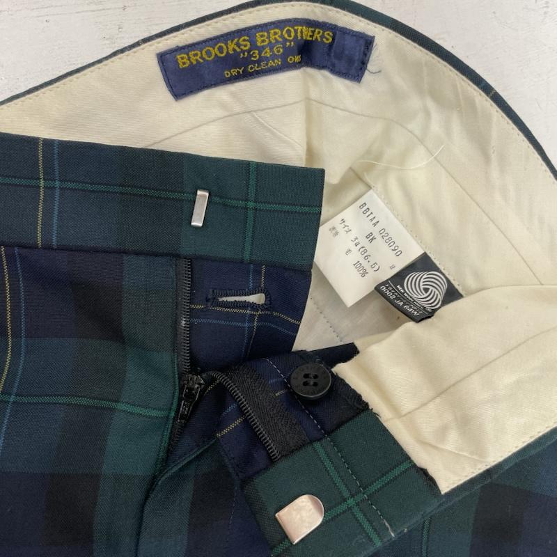 ブルックス ブラザーズ BROOKS BROTHERS パンツ スラックス トラウザーズ タータン チェック ブラック ウォッチ 柄 34インチ 緑 / グリーン / green X 青 / ブルー / blue X 黒 / ブラック / black メンズ USED 古着 中古 50168095