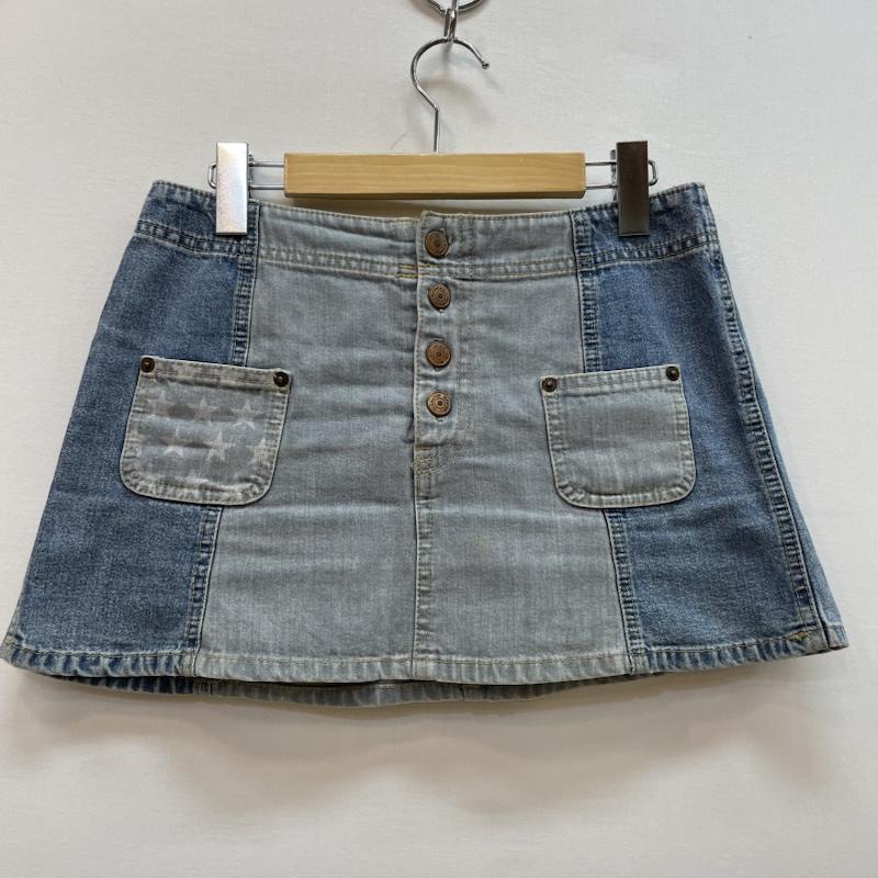 ヒステリックグラマー HYSTERIC GLAMOUR スカート ミニスカート デニム スカート 切替 デザイン 星柄 ポケット - 水色 / ライトブルー / レディース USED 古着 中古 50168101