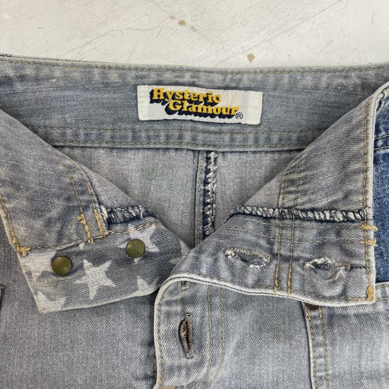 ヒステリックグラマー HYSTERIC GLAMOUR スカート ミニスカート デニム スカート 切替 デザイン 星柄 ポケット - 水色 / ライトブルー / レディース USED 古着 中古 50168101