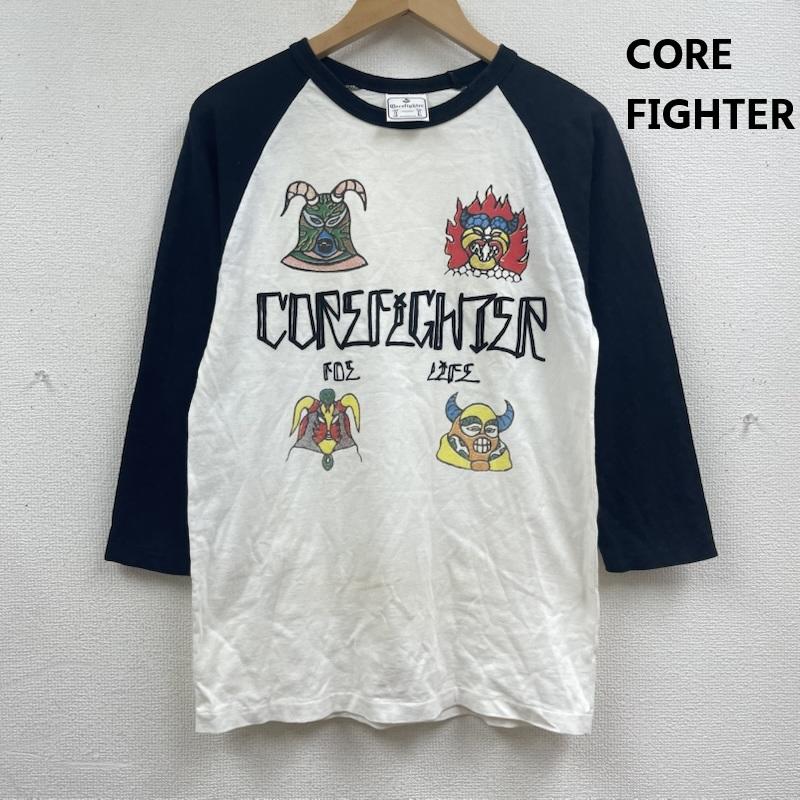 コアファイター CORE FIGHTER Tシャツ 七分袖 グラフィックロゴ プリント ラグラン 七分丈 Tシャツ カットソー S 黒 / ブラック / black メンズ USED 古着 中古 50168103