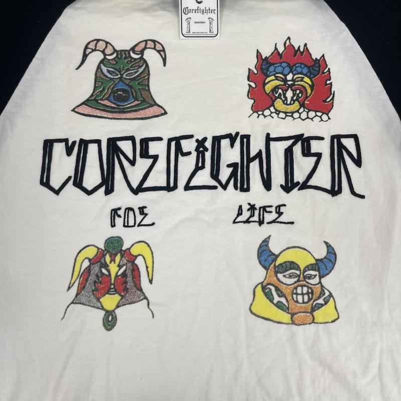 コアファイター CORE FIGHTER Tシャツ 七分袖 グラフィックロゴ プリント ラグラン 七分丈 Tシャツ カットソー S 黒 / ブラック / black メンズ USED 古着 中古 50168103