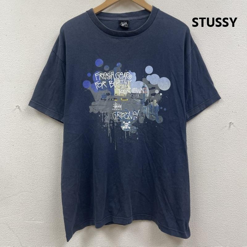 ステューシー STUSSY Tシャツ 半袖 00s メキシコ製 FRESH GEAR FOR BUSTIN YOUR OWN GROOVE Tシャツ L 紺 / ネイビー / navy メンズ USED 古着 中古 50168105