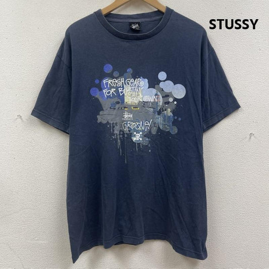 ステューシー STUSSY Tシャツ 半袖 00s メキシコ製 FRESH GEAR FOR BUSTIN YOUR OWN GROOVE Tシャツ L 紺 / ネイビー / navy メンズ USED 古着 中古 50168105