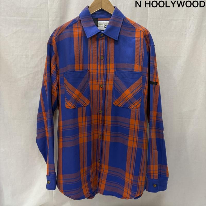 エヌハリウッド N.HOOLYWOOD シャツ、ブラウス 長袖 25ss エヌハリウッド×BIG MAC チェック長袖シャツ orange×blue TALL(M) 2251-sh-013 M チェック 青 / ブルー / blue X 橙 / オレンジ / orange メンズ USED 古着 中古 50168109