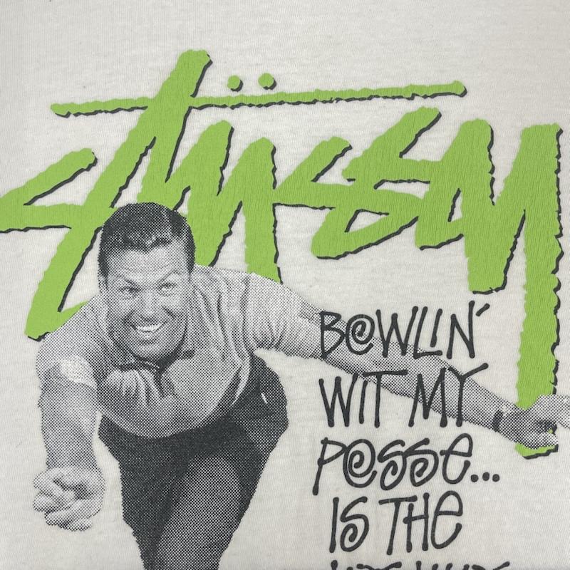 ステューシー STUSSY Tシャツ 半袖 00s メキシコ製 BOWLIN PRINT S/S TEE プリント Tシャツ M 白 / ホワイト / white メンズ USED 古着 中古 50168110