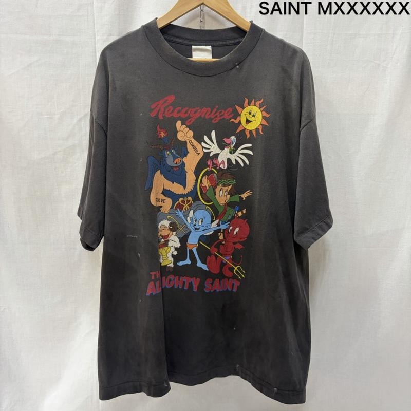セントマイケル SAINT MICHAEL Tシャツ 半袖 SAINT Mxxxxxx SM-MK8-0000-008 ALMITHY SAINT black XL XL キャラクター X プリント 黒 / ブラック / black メンズ USED 古着 中古 50168111