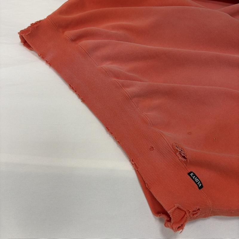 古着 USED トレーナー 長袖 KAMIYA カミヤ 25AW Distressed Henry Neck Sweatshirt ORANGE M エイジング加工 XL ダメージ加工 橙 / オレンジ / orange メンズ USED 古着 中古 50168114