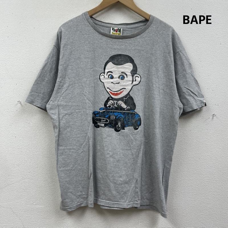 ベイプ BAPE Tシャツ 半袖 90s 日本製 ヴィンテージ イラスト プリント Tシャツ カットソー XL 灰 / グレー / gray メンズ USED 古着 中古 50168118
