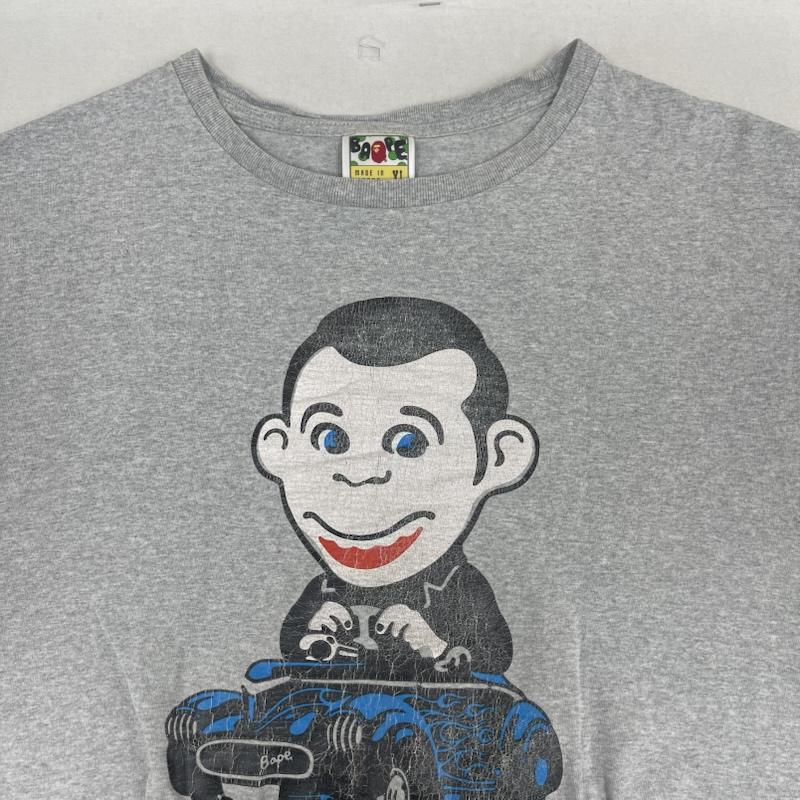 ベイプ BAPE Tシャツ 半袖 90s 日本製 ヴィンテージ イラスト プリント Tシャツ カットソー XL 灰 / グレー / gray メンズ USED 古着 中古 50168118