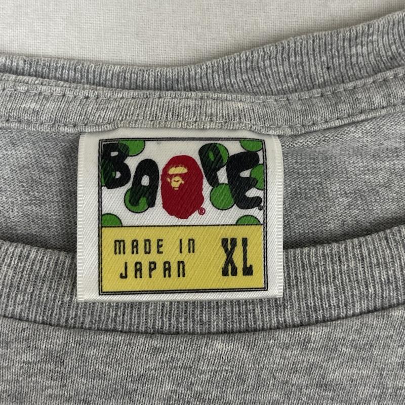 ベイプ BAPE Tシャツ 半袖 90s 日本製 ヴィンテージ イラスト プリント Tシャツ カットソー XL 灰 / グレー / gray メンズ USED 古着 中古 50168118