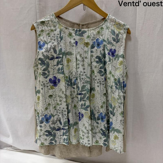 古着 USED トップス トップス Vent d ouest ヴァントウェストリバイバルリネン × LIBERTY 花柄ノースリーブブラウス ボタニカル VE14532 - 総柄 X 花柄 白 / ホワイト / white レディース USED 古着 中古 50168119