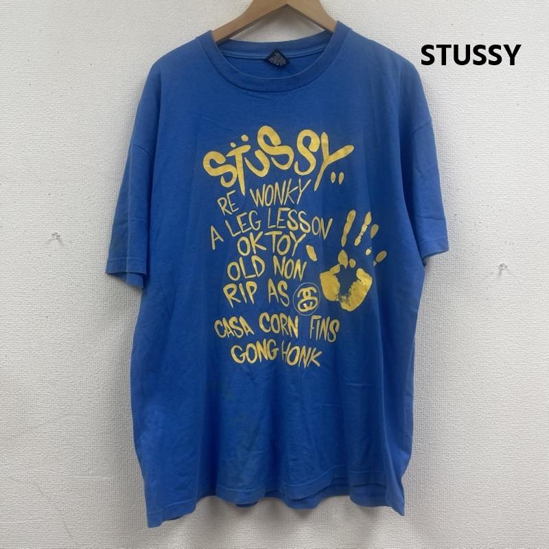ステューシー STUSSY Tシャツ 半袖 25周年 KAWS World Tour ロゴ プリント Tシャツ カットソー XL 青 / ブルー / blue メンズ USED 古着 中古 50168125