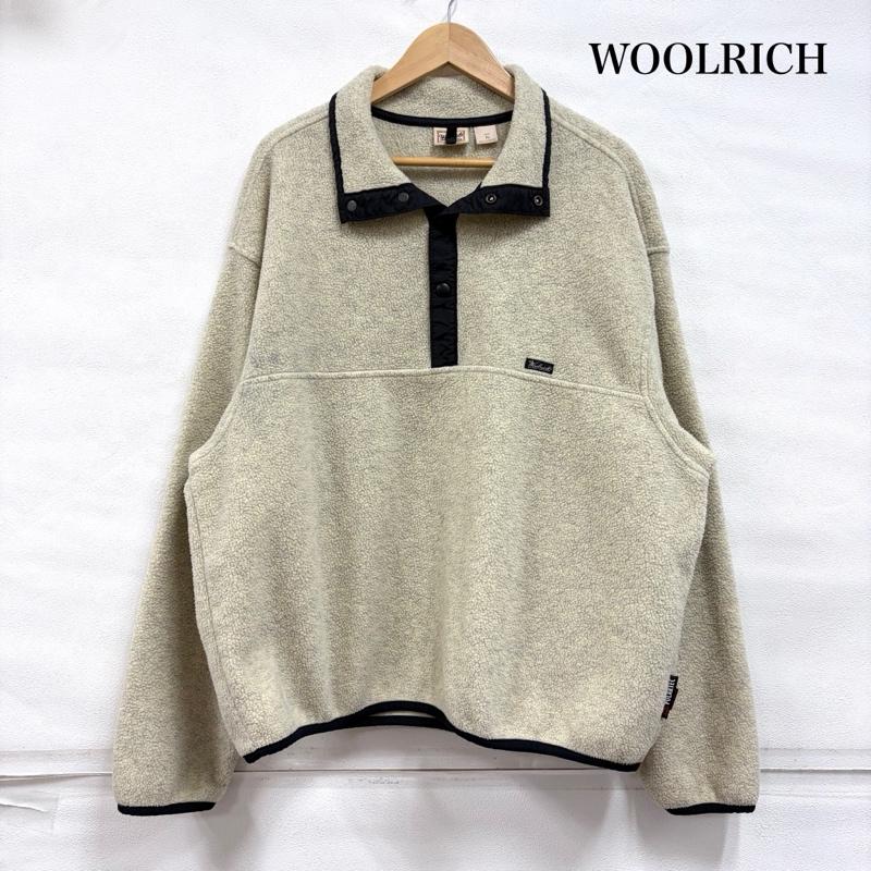 ウールリッチ WOOLRICH トレーナー 長袖 90s 00s パイピング ハーフスナップ フリース プルオーバー POLARTEC ポーラテック ヴィンテージ XL ワンポイント X ロゴ、文字 アイボリー / アイボリー / X 黒 / ブラック / black メンズ USED 古着 中古 50168126