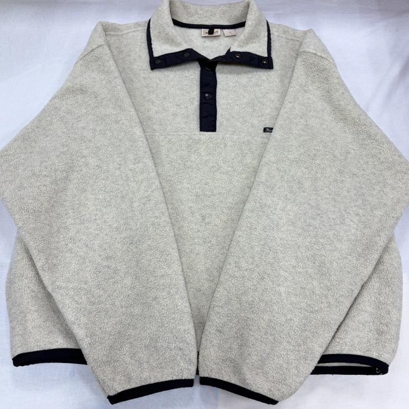 ウールリッチ WOOLRICH トレーナー 長袖 90s 00s パイピング ハーフスナップ フリース プルオーバー POLARTEC ポーラテック ヴィンテージ XL ワンポイント X ロゴ、文字 アイボリー / アイボリー / X 黒 / ブラック / black メンズ USED 古着 中古 50168126