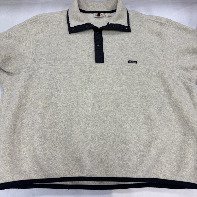 ウールリッチ WOOLRICH トレーナー 長袖 90s 00s パイピング ハーフスナップ フリース プルオーバー POLARTEC ポーラテック ヴィンテージ XL ワンポイント X ロゴ、文字 アイボリー / アイボリー / X 黒 / ブラック / black メンズ USED 古着 中古 50168126