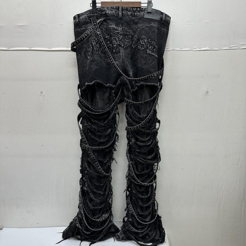 古着 USED パンツ デニム、ジーンズ whathappenedtogod Venim 2.0 Denim フリンジ デニム ロング パンツ 38インチ 黒 / ブラック / black メンズ USED 古着 中古 50168130