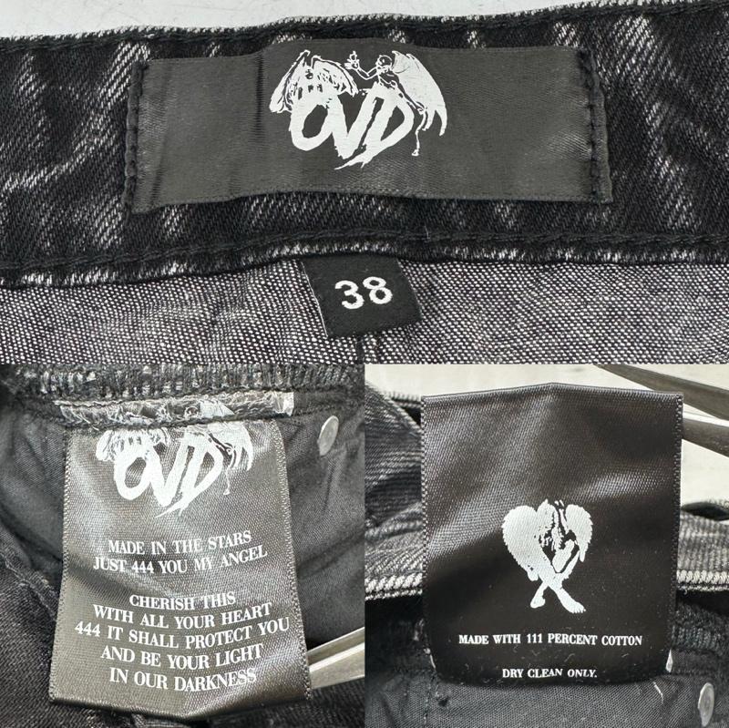 古着 USED パンツ デニム、ジーンズ whathappenedtogod Venim 2.0 Denim フリンジ デニム ロング パンツ 38インチ 黒 / ブラック / black メンズ USED 古着 中古 50168130