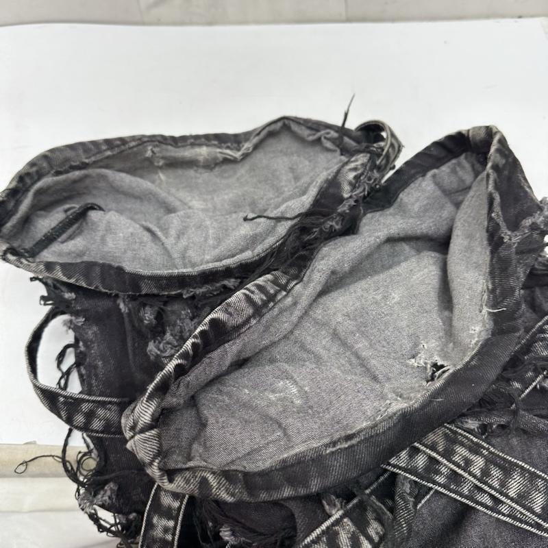 古着 USED パンツ デニム、ジーンズ whathappenedtogod Venim 2.0 Denim フリンジ デニム ロング パンツ 38インチ 黒 / ブラック / black メンズ USED 古着 中古 50168130