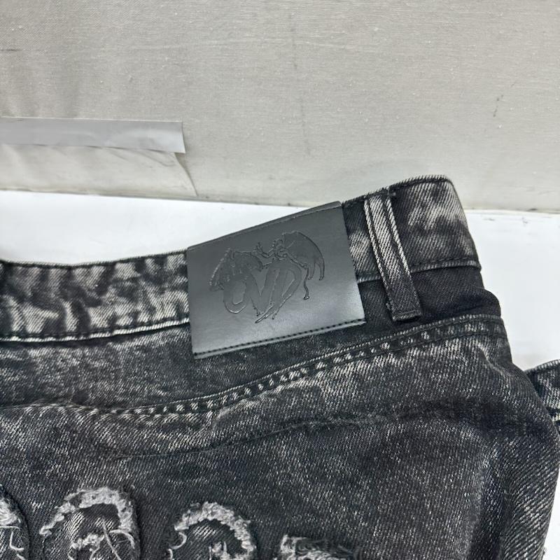 古着 USED パンツ デニム、ジーンズ whathappenedtogod Venim 2.0 Denim フリンジ デニム ロング パンツ 38インチ 黒 / ブラック / black メンズ USED 古着 中古 50168130