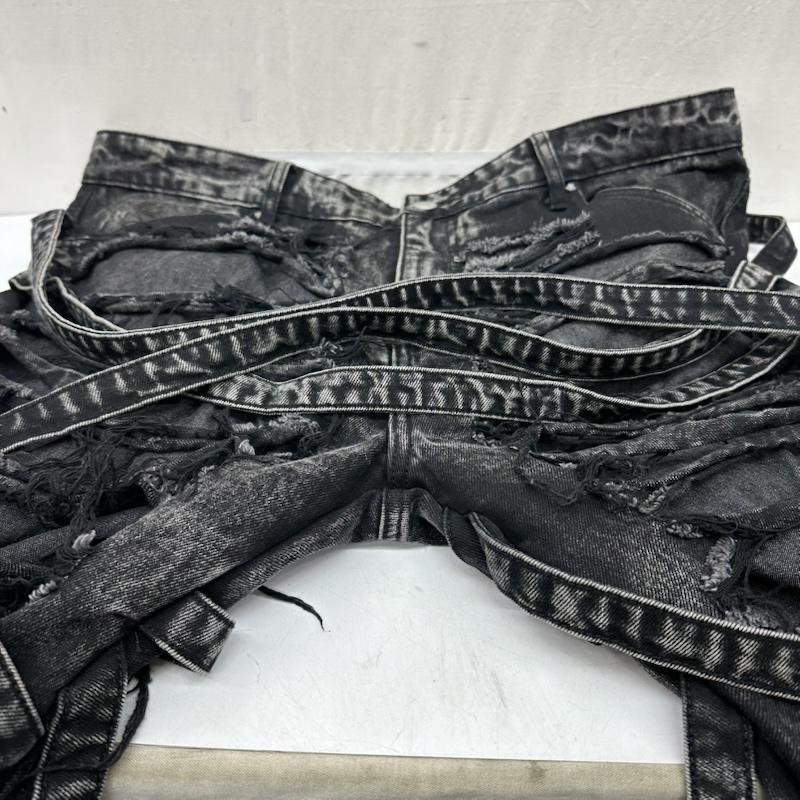古着 USED パンツ デニム、ジーンズ whathappenedtogod Venim 2.0 Denim フリンジ デニム ロング パンツ 38インチ 黒 / ブラック / black メンズ USED 古着 中古 50168130