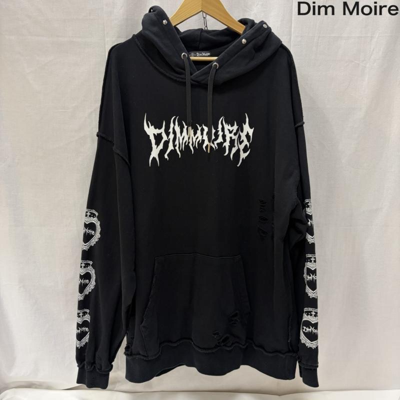 古着 USED パーカー 長袖 DimMoire ディムモアール クラッシュBIG HOODIE black FREE ユニセックス ロゴプリント ハート クロス 十字 FREE プリント X ロゴ、文字 X ダメージ加工 黒 / ブラック / black X 白 / ホワイト / white メンズ USED 古着 中古 50168131