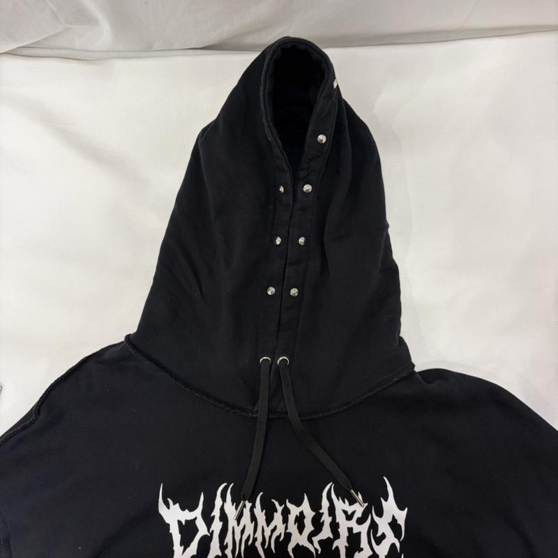 古着 USED パーカー 長袖 DimMoire ディムモアール クラッシュBIG HOODIE black FREE ユニセックス ロゴプリント ハート クロス 十字 FREE プリント X ロゴ、文字 X ダメージ加工 黒 / ブラック / black X 白 / ホワイト / white メンズ USED 古着 中古 50168131