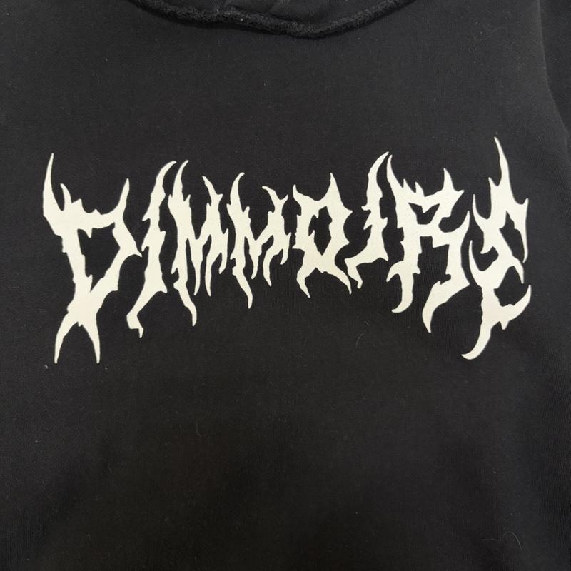 古着 USED パーカー 長袖 DimMoire ディムモアール クラッシュBIG HOODIE black FREE ユニセックス ロゴプリント ハート クロス 十字 FREE プリント X ロゴ、文字 X ダメージ加工 黒 / ブラック / black X 白 / ホワイト / white メンズ USED 古着 中古 50168131