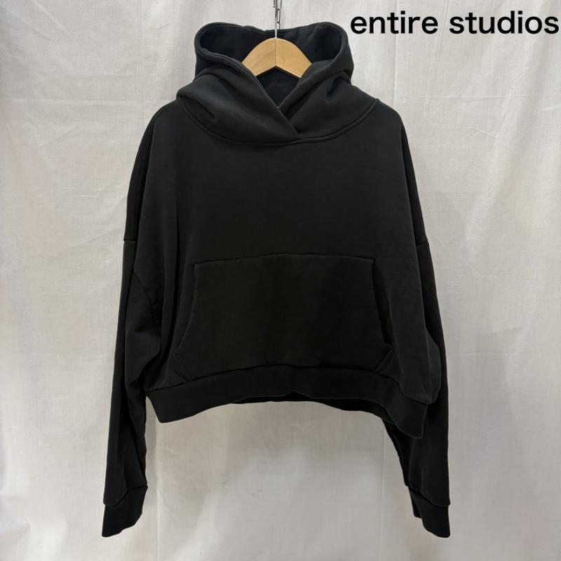 エンタイアスタジオ entire studios パーカー 長袖 ES2125 HEAVY HOOD プルオーバーフーディー black XS 短丈 クロップド丈 XS 無地 黒 / ブラック / black メンズ USED 古着 中古 50168132