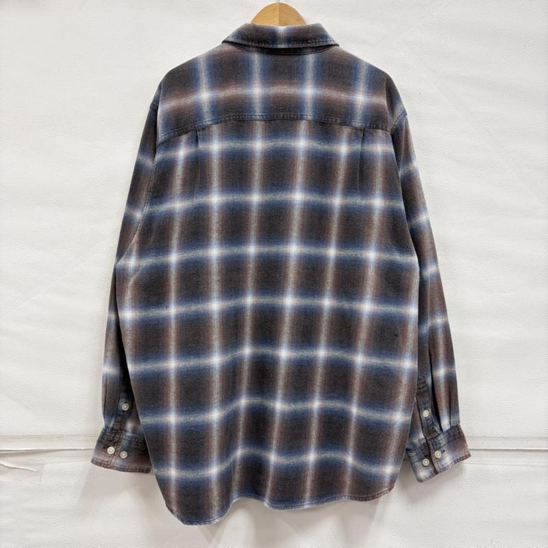 ミハラヤスヒロ MIHARAYASUHIRO シャツ、ブラウス 長袖 KAMIYA カミヤ 25SS ブリーチド チェック ネルシャツ G14SH058 ダメージ加工 オンブレ 日本製 M チェック 青 / ブルー / blue X 紺 / ネイビー / navy X 茶 / ブラウン / brown メンズ USED 古着 中古 50168134