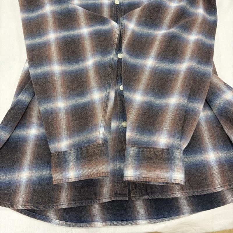 ミハラヤスヒロ MIHARAYASUHIRO シャツ、ブラウス 長袖 KAMIYA カミヤ 25SS ブリーチド チェック ネルシャツ G14SH058 ダメージ加工 オンブレ 日本製 M チェック 青 / ブルー / blue X 紺 / ネイビー / navy X 茶 / ブラウン / brown メンズ USED 古着 中古 50168134