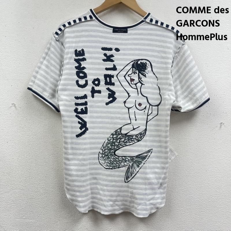 コムデギャルソンオムプリュス COMME des GARCONS HommePlus Tシャツ 半袖 日本製 WELCOME TO WALK! 裏プリント Tシャツ ボーダー アーカイブ Tシャツ 黒 / ブラック / black メンズ USED 古着 中古 50168135