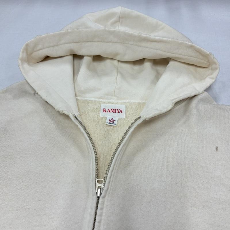 ミハラヤスヒロ MIHARAYASUHIRO パーカー 長袖 KAMIYA カミヤ 24AW ロープ ブリーチ ジップアップ フーディー パーカー フェード ファイヤーパターン G13HD060 日本製 M プリント X ダメージ加工 アイボリー / アイボリー / X 黄 / イエロー / yellow X 黒 / ブラック / black メンズ USED 古着 中古 50168137