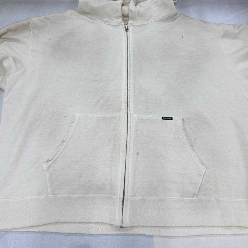ミハラヤスヒロ MIHARAYASUHIRO パーカー 長袖 KAMIYA カミヤ 24AW ロープ ブリーチ ジップアップ フーディー パーカー フェード ファイヤーパターン G13HD060 日本製 M プリント X ダメージ加工 アイボリー / アイボリー / X 黄 / イエロー / yellow X 黒 / ブラック / black メンズ USED 古着 中古 50168137