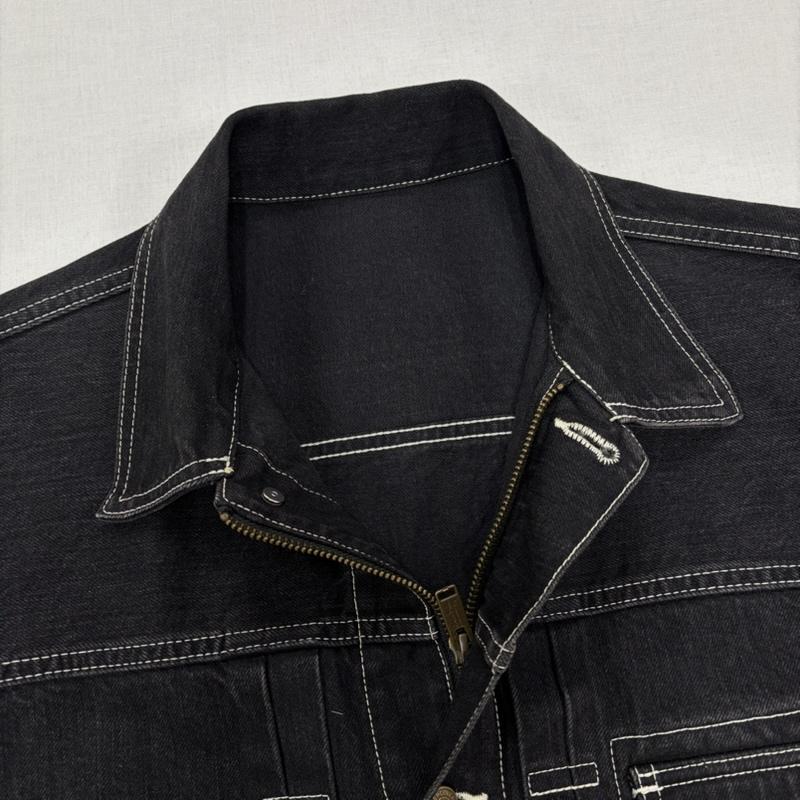 アンダーカバー UNDERCOVER ジャケット、上着 ジャケット、ブレザー 21SS オーバーサイズ デニムジャケット Gジャン ステッチ カバーオール UC1A4208 ヴィンテージ加工 日本製 2 無地 黒 / ブラック / black X 白 / ホワイト / white メンズ USED 古着 中古 50168141