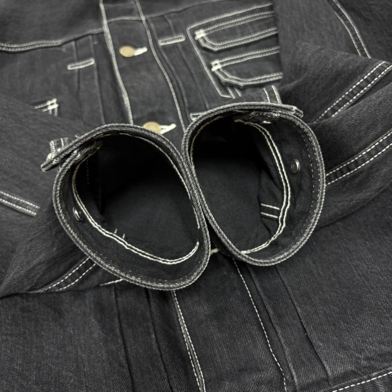 アンダーカバー UNDERCOVER ジャケット、上着 ジャケット、ブレザー 21SS オーバーサイズ デニムジャケット Gジャン ステッチ カバーオール UC1A4208 ヴィンテージ加工 日本製 2 無地 黒 / ブラック / black X 白 / ホワイト / white メンズ USED 古着 中古 50168141